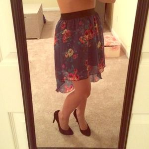 High low skirt with floral detail