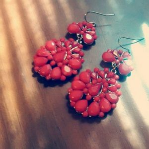Hot red gem earrings