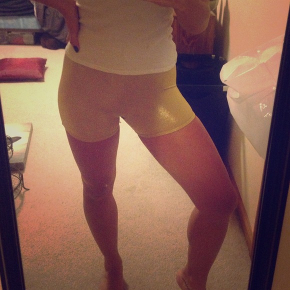 Gold metallic volleyball spandex shorts