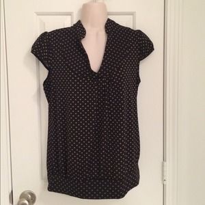 Black Top with Brown Polka Dot Print