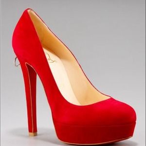 Christian Louboutin Red Suede Bianca w/ back zip!
