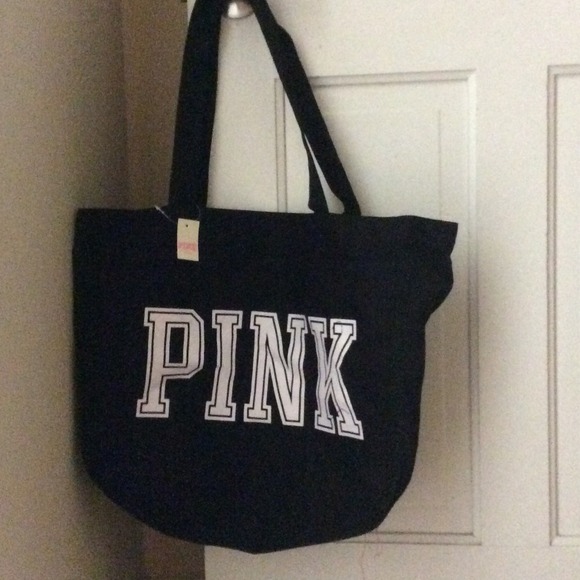 Vs pink black zipper tote