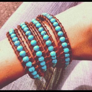 4 Layer Turquoise & Brown Leather Bracelet Wrap