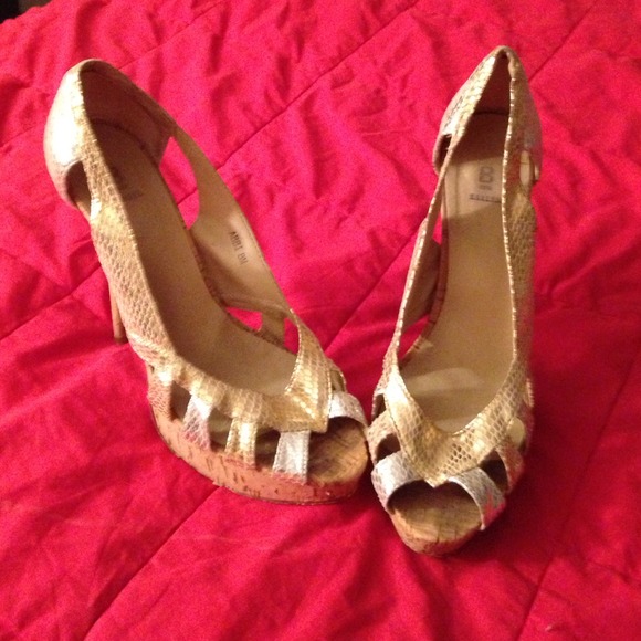BAKERS gold and silver cork peep toe - Picture 1 of 4