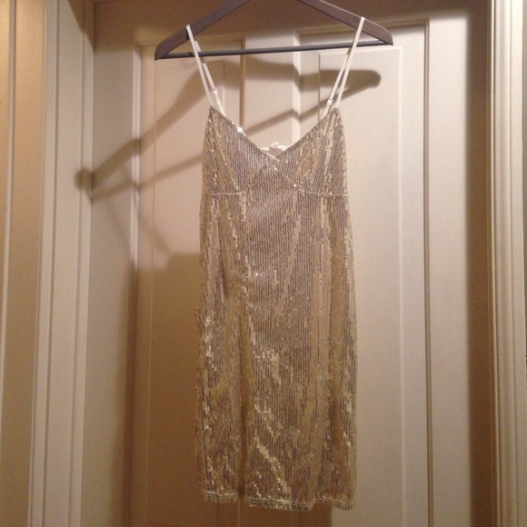 Silence + Noise gold sequin slip