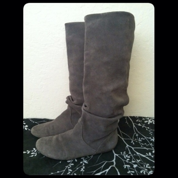 Suede Grey Slouchy Boots