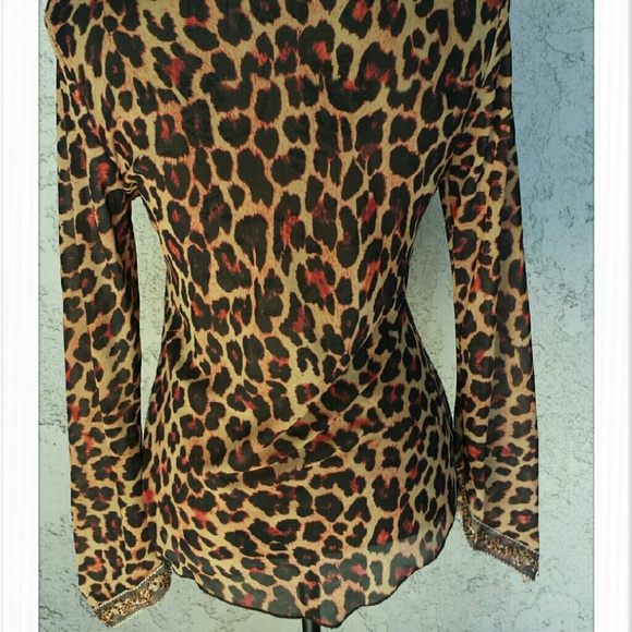 XSOLDX - 31)Bead trimmed leopard print top☆ - Picture 2 of 4