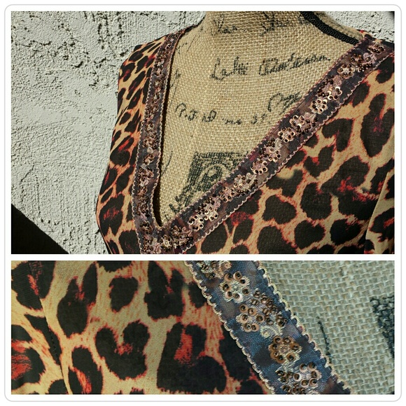 XSOLDX - 31)Bead trimmed leopard print top☆ - Picture 3 of 4