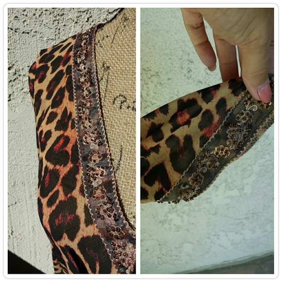 XSOLDX - 31)Bead trimmed leopard print top☆ - Picture 4 of 4