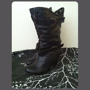 Black Calf High Fashion Heeled Boots