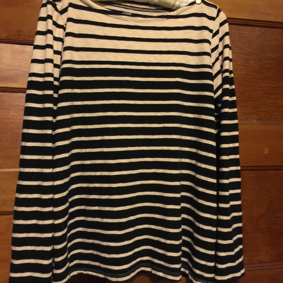 Way cute J. Crew top with gold buttons/boat neck.