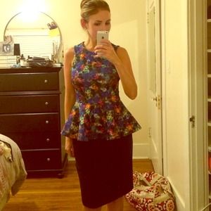 Mosaic flowered peplum top