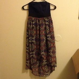 Xhilaration dress strapless navy and pattern