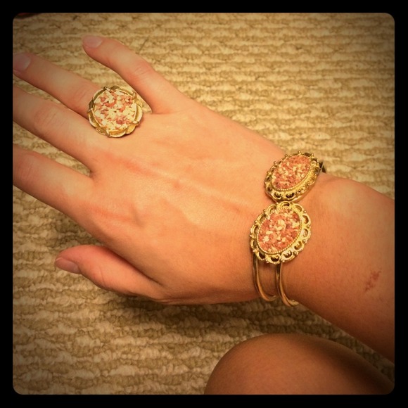 Vintage inspired cuff and adjustable ring set.