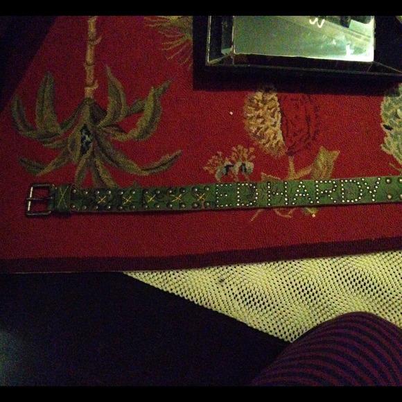 ED HARDY STUDDED LEATHER OLD KIMONO INSPIRED BELT - Picture 3 of 4