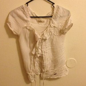 Ruffled button up Hollister shirt.