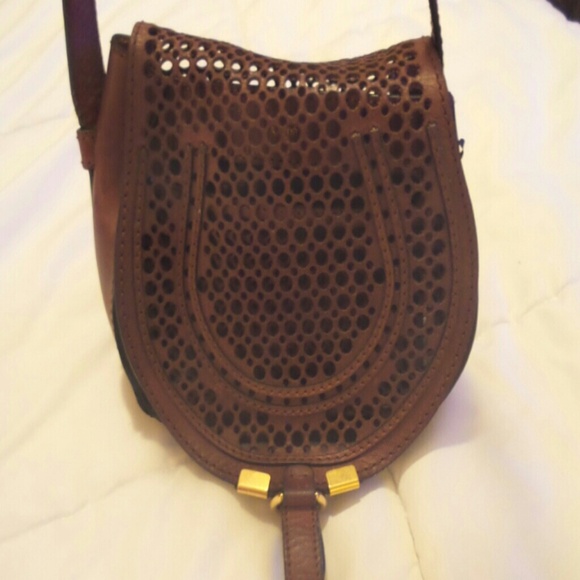 SALE Chloe brown leather punched shoulder bag