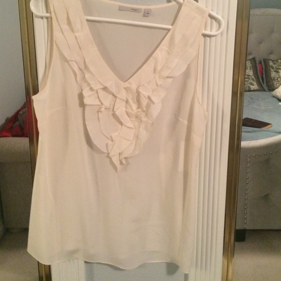 White tank with ruffle details & lace skirt