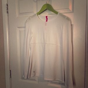 Long sleeve white workout top.