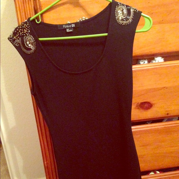 Black dress with beading in shoulders