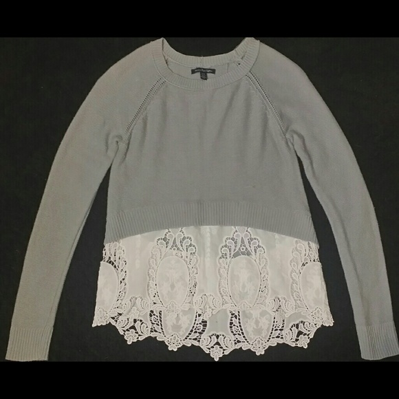 Very cute  grey with lace at the bottom sweater