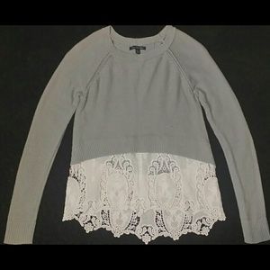 Very cute  grey with lace at the bottom sweater