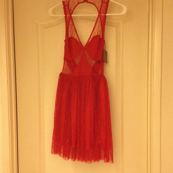 ASOS Petite Red lace skater dress