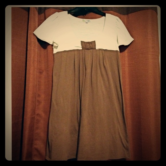 Brown and White Dress