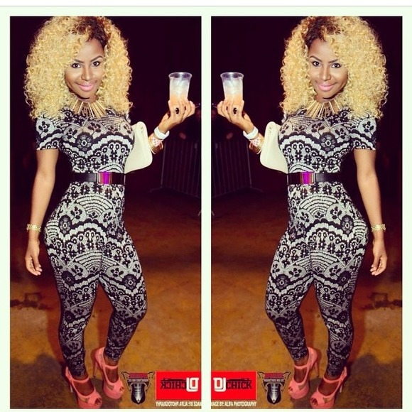 Belted lace inspired bodysuit, jumpsuit