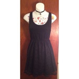 Black Lace Skater Dress