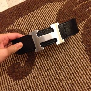 Hermes belt leather reversible black and brown