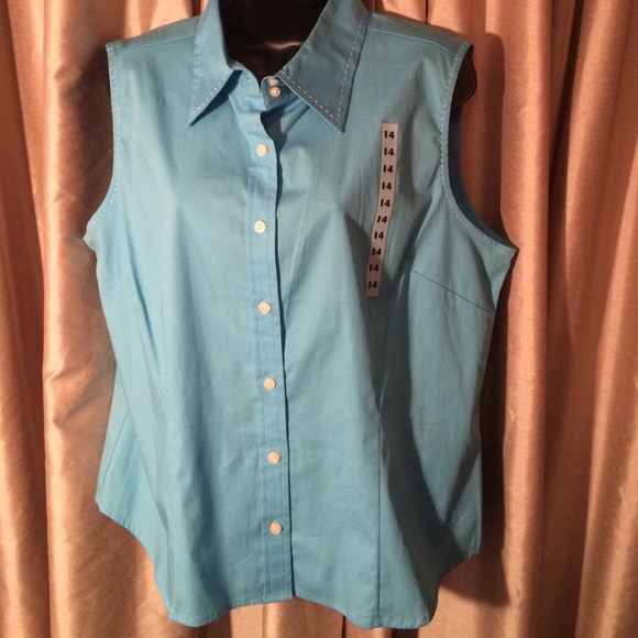 Tommy Hilfiger turquoise sleeveless blouse sz 14