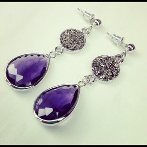 Purple Tear Drop Druzy Earrings