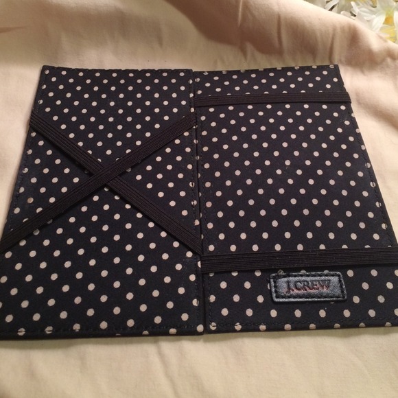 J crew large black leather magic presto wallet