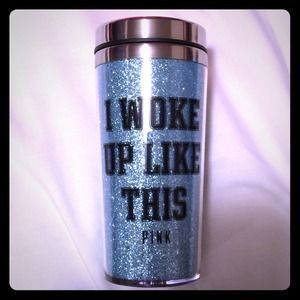 I woke up like this vs pink coffee tumbler new