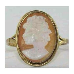 1980's Italian Italy 800 Silver Vermeil Cameo sz8