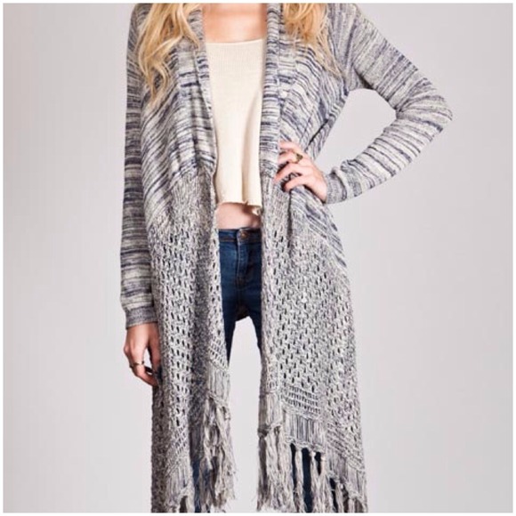 Grey Draped Cardigan Sweater - Picture 3 of 3