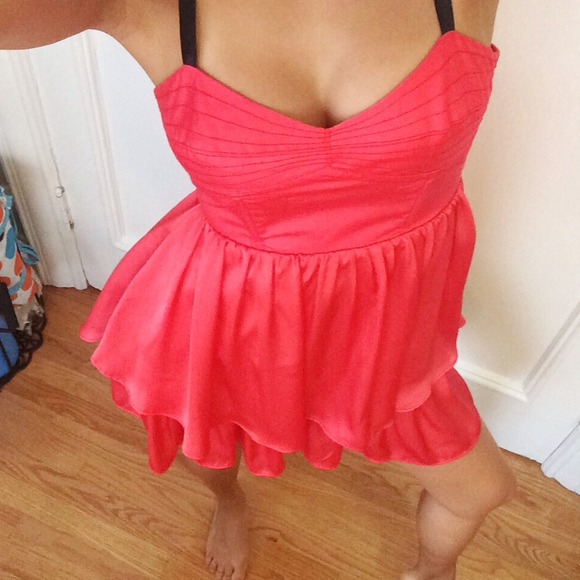 Silky Coral A-line Dress - Picture 4 of 4