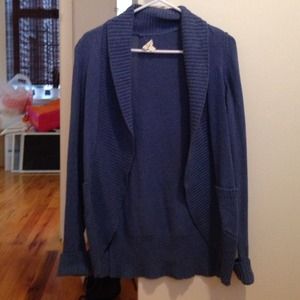 Blue open front sweater