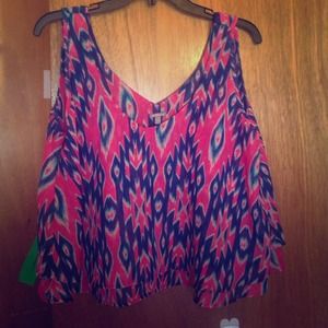 Blue and pink tribal crop top.