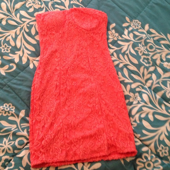 Strapless dress coral color never worn