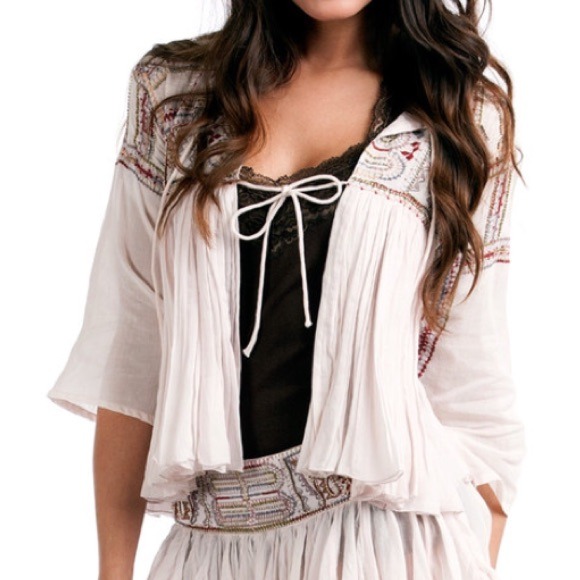 NWT Beaded and Embroidered Tie Front Jacket