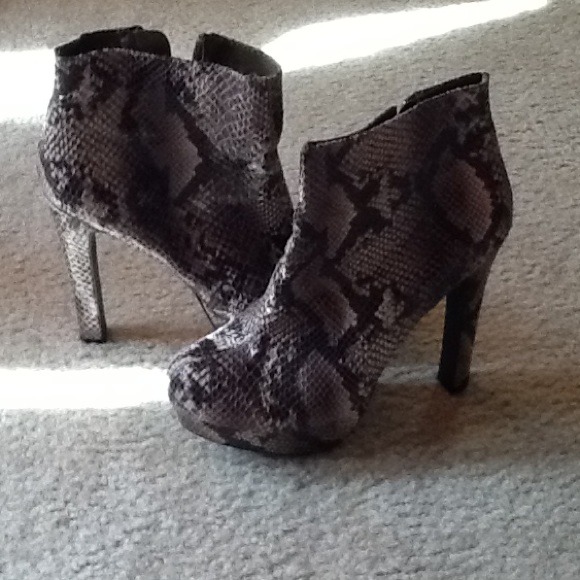 Snakeskin booties