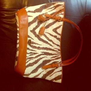 Ralph Lauren handbag. Brown leather w/zebra canvas