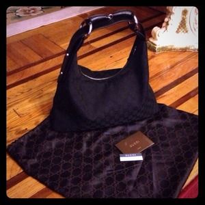 Pre-loved Gucci Black Horsebit Hobo Bag