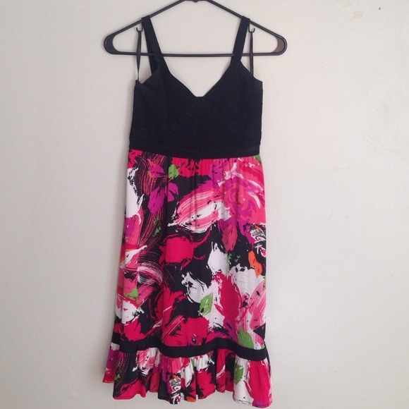 BEAUTIFUL BEBE black and color splash dress Size M