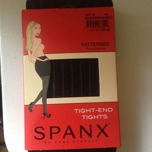 Spanx tight-end patterned tights, black/brown