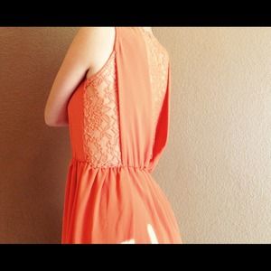Flowy Tangerine Maxi Dress w/ lace back