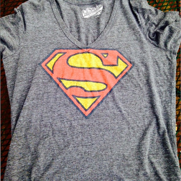Superman logo screen print gray tee