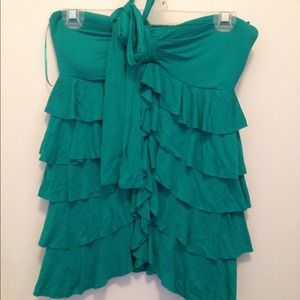 Turquoise- green strapless top